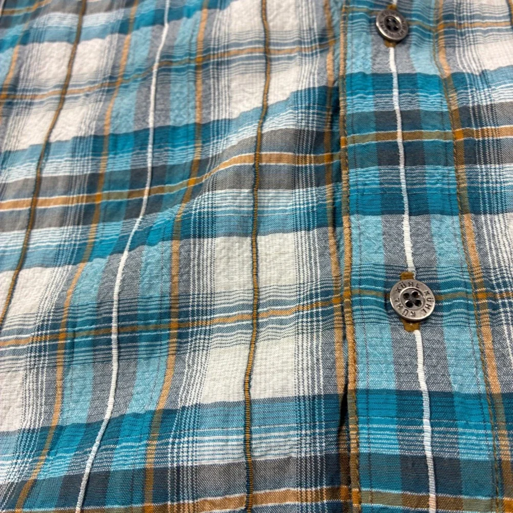 Kuhl Mens Hiking Button Down Shirt Size XXL Plaid Short Sleeve Blue - Picture 8 of 10